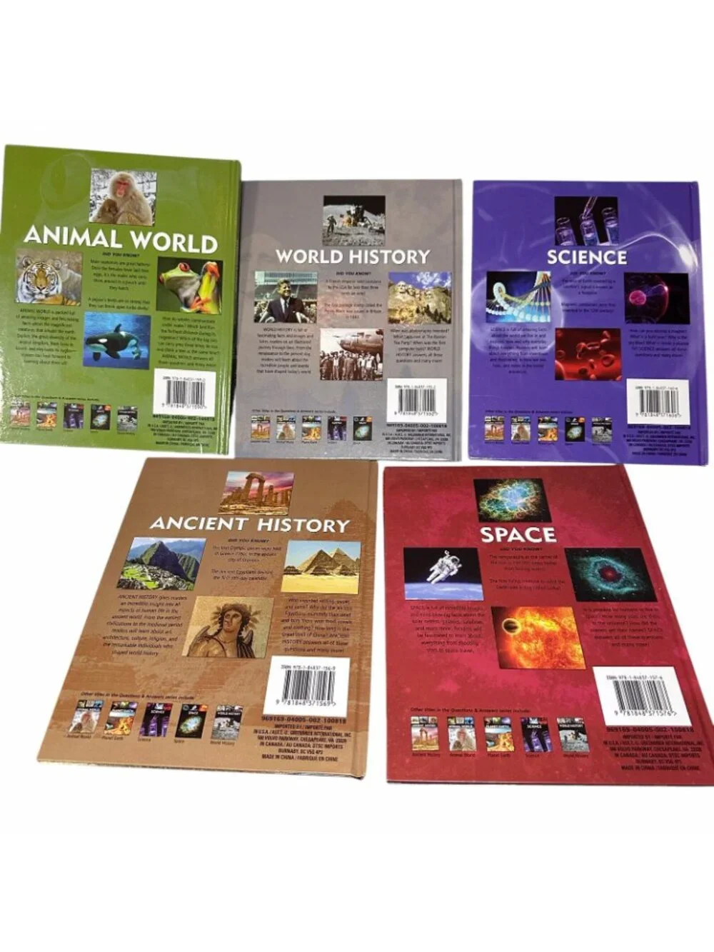 Arcturus Questions & Answers Lot 5 Hardcover Books Science History Animals Kids